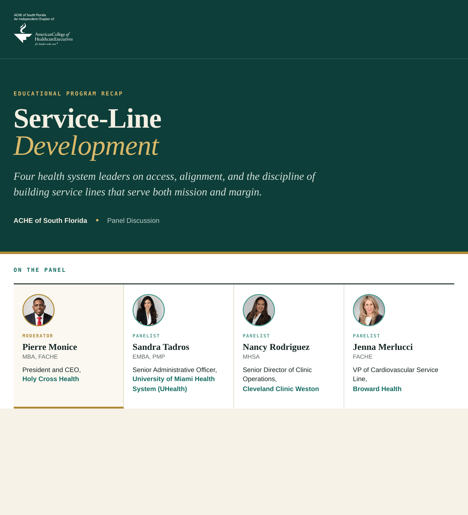 Service-Line Development Educational Program Recap